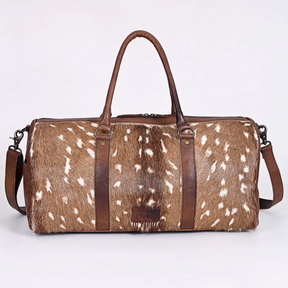 ADBGS174 Axis Hair-On Hide & Leather Duffle Bag - Western Exotic Travel Weekender