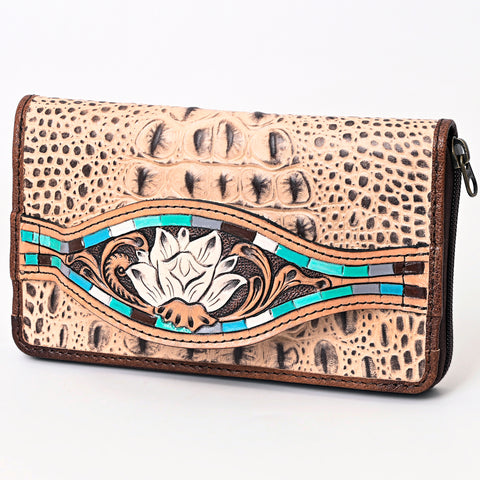 ADBG1190 American Darling Western Leather Wallet Bag Crocodile Embossed Hand Tooled