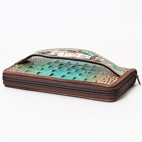 ADBG1190 American Darling Western Leather Wallet Bag Crocodile Embossed Hand Tooled