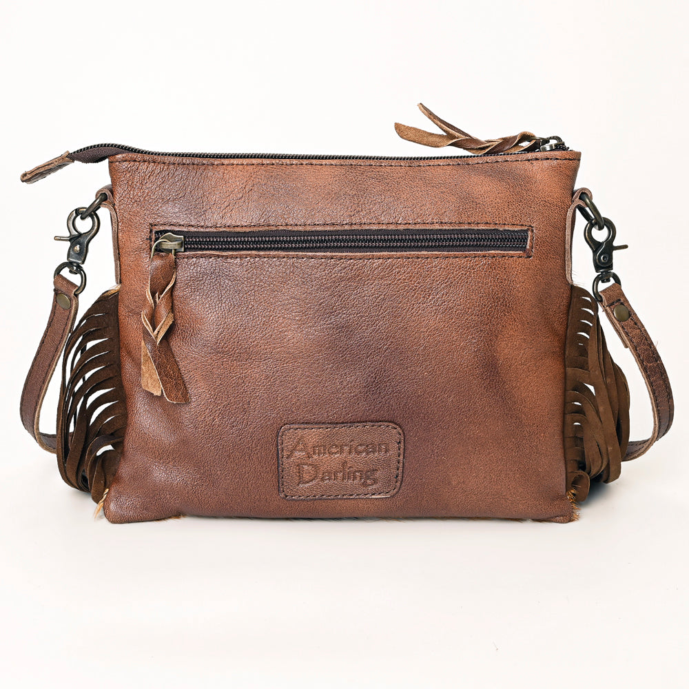 American Darling Hair-On Cowhide Leather Western Small Crossbody Bag with Fringes
