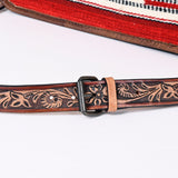 LC-ADBG1033 Southwestern Wool & Leather Tote Bag-Hand-Tooled Straps & Tribal Pattern