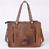 LC-ADBG1033 Southwestern Wool & Leather Tote Bag-Hand-Tooled Straps & Tribal Pattern