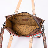 LC-ADBG1033 Southwestern Wool & Leather Tote Bag-Hand-Tooled Straps & Tribal Pattern