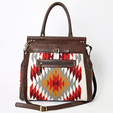 American Darling Hand Woven Saddle Blanket Genuine Leather Tote Bag