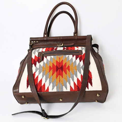 American Darling Hand Woven Saddle Blanket Genuine Leather Tote Bag