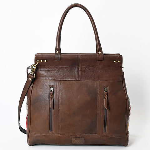 American Darling Hand Woven Saddle Blanket Genuine Leather Tote Bag