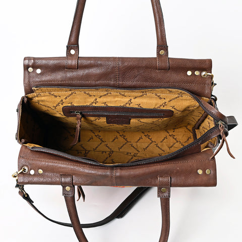 American Darling Hand Woven Saddle Blanket Genuine Leather Tote Bag