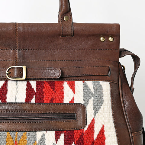 American Darling Hand Woven Saddle Blanket Genuine Leather Tote Bag
