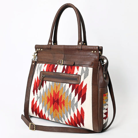 American Darling Hand Woven Saddle Blanket Genuine Leather Tote Bag