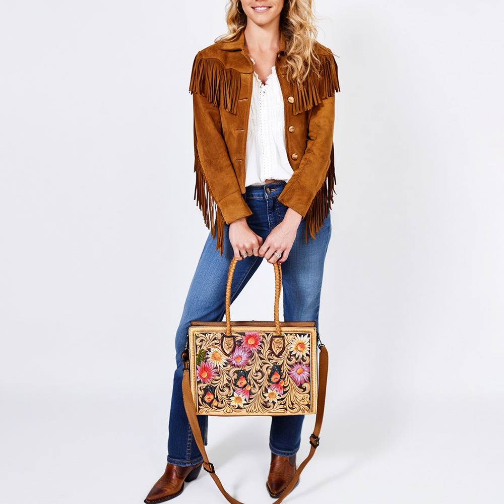 American Darling Floral Tooled Leather Tote | Western Crossbody Bag