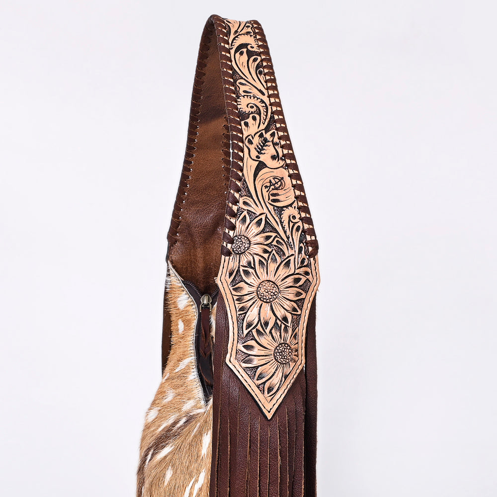 LC-ADBG803 Annie Western Hobo Bag Hair-On Cowhide & Tooled Leather Shoulder Purse