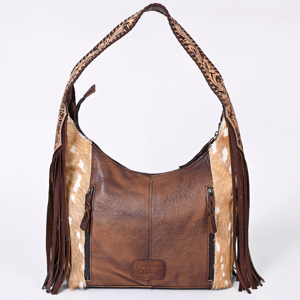 LC-ADBG803 Annie Western Hobo Bag Hair-On Cowhide & Tooled Leather Shoulder Purse