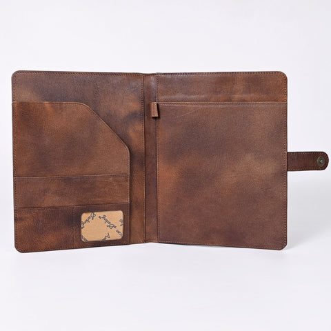 American Darling Hand-Tooled Floral Genuine Leather Western Portfolio Bag