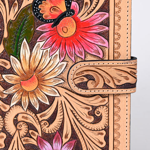 American Darling Hand-Tooled Floral Genuine Leather Western Portfolio Bag