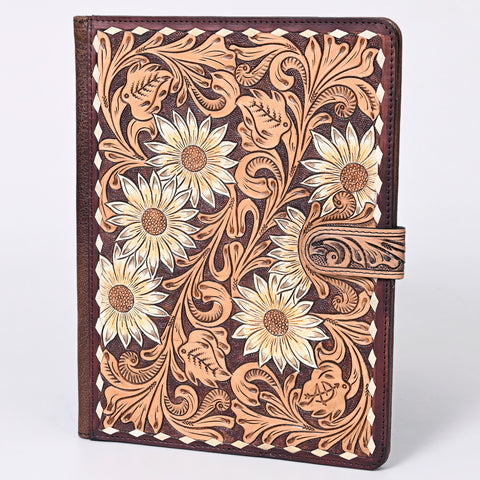 ADBG1040 American Darling Hand-Tooled Floral Genuine Leather Western Portfolio Bag