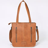 ADBG1086 Western Cowhide Fringe Tote Bag with Tooled Leather Straps-Handcrafted by American Darling