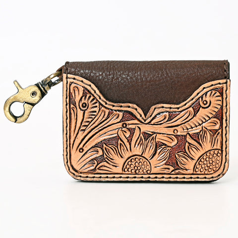 American Darling Hand Tooled Floral Carved Genuine Western Leather Key Ring