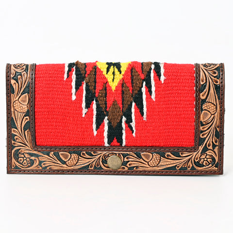 American Darling Hand Tooled Saddle Blanket Genuine Leather Clutch