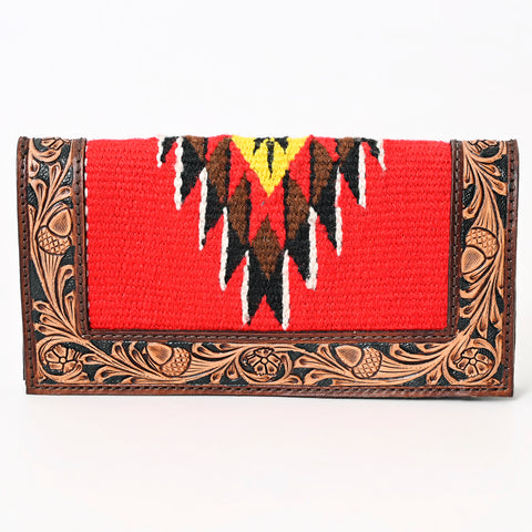 American Darling Hand Tooled Saddle Blanket Genuine Leather Clutch