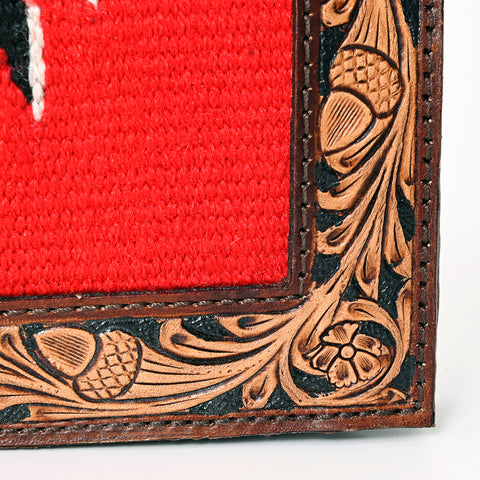 American Darling Hand Tooled Saddle Blanket Genuine Leather Clutch