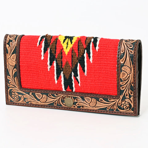 American Darling Hand Tooled Saddle Blanket Genuine Leather Clutch