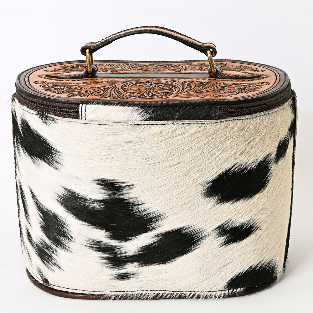ADBGA411 Hair-On Hide Jewelry Case with Tooled Leather Top and Spacious Interior