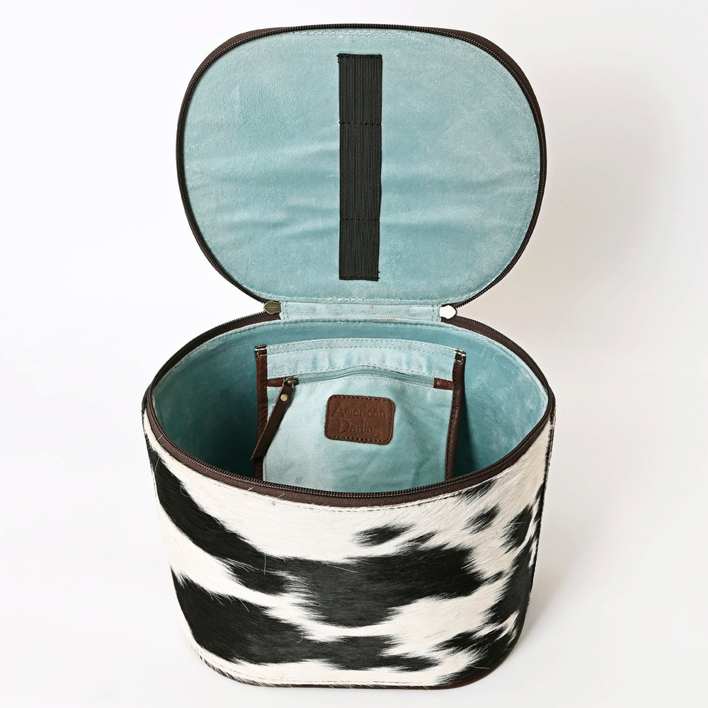ADBGA411 Hair-On Hide Jewelry Case with Tooled Leather Top and Spacious Interior