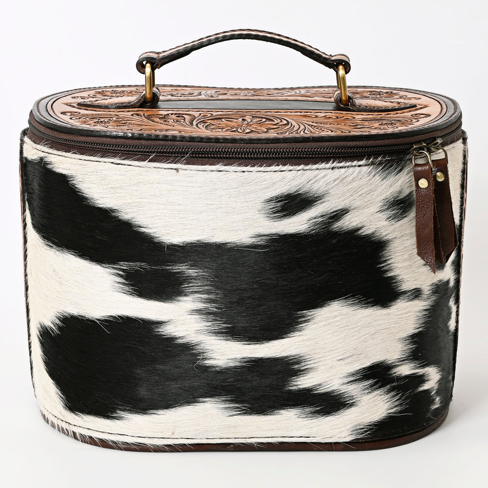 ADBGA411 Hair-On Hide Jewelry Case with Tooled Leather Top and Spacious Interior