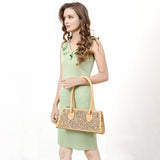ADBGZ764 Trapezoid Western Satchel - Hand Tooled Leather Clutch Bag