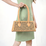 ADBGZ764 Trapezoid Western Satchel - Hand Tooled Leather Clutch Bag