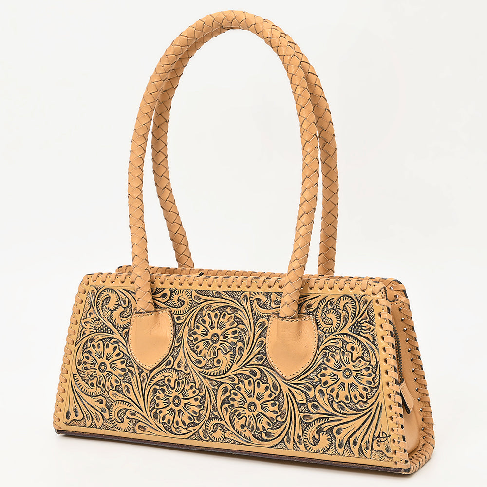 ADBGZ764 Trapezoid Western Satchel - Hand Tooled Leather Clutch Bag