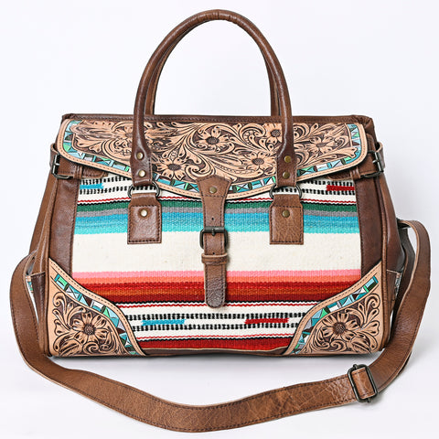 American Darling Western Duffel Bag Hand Tooled Leather Saddle Blanket