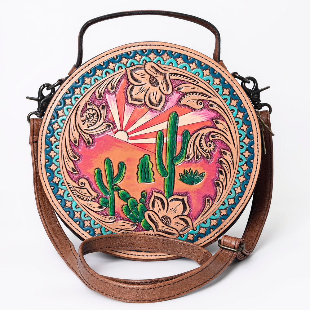 American Darling Western Canteen Bag Hand Tooled Genuine Leather Crossbody