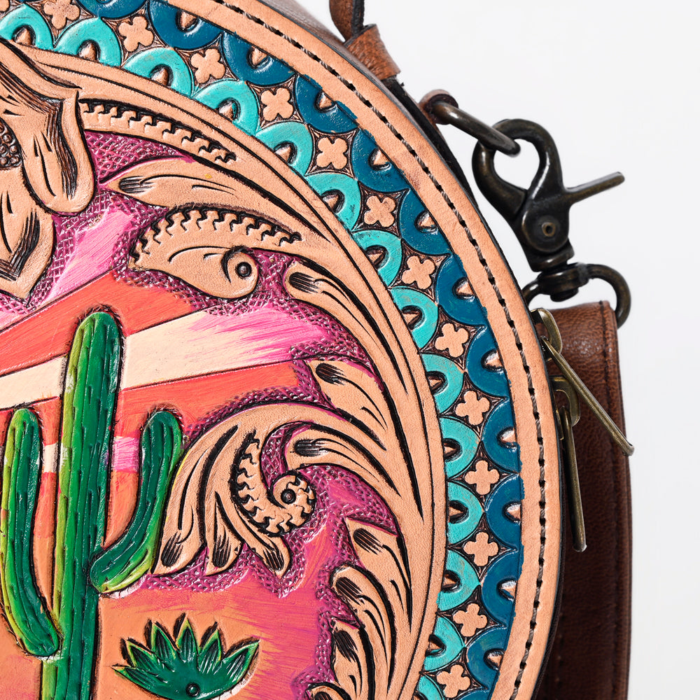 American Darling Western Canteen Bag Hand Tooled Genuine Leather Crossbody