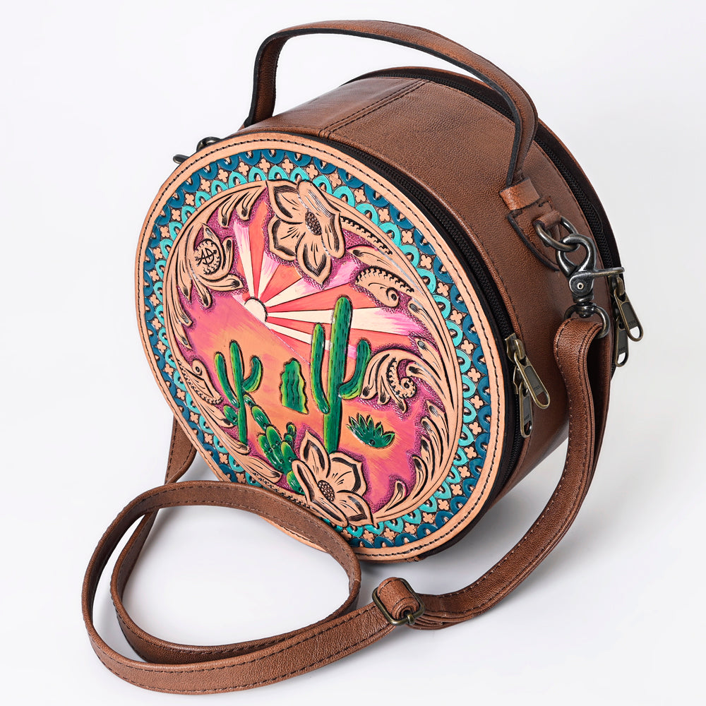 American Darling Western Canteen Bag Hand Tooled Genuine Leather Crossbody