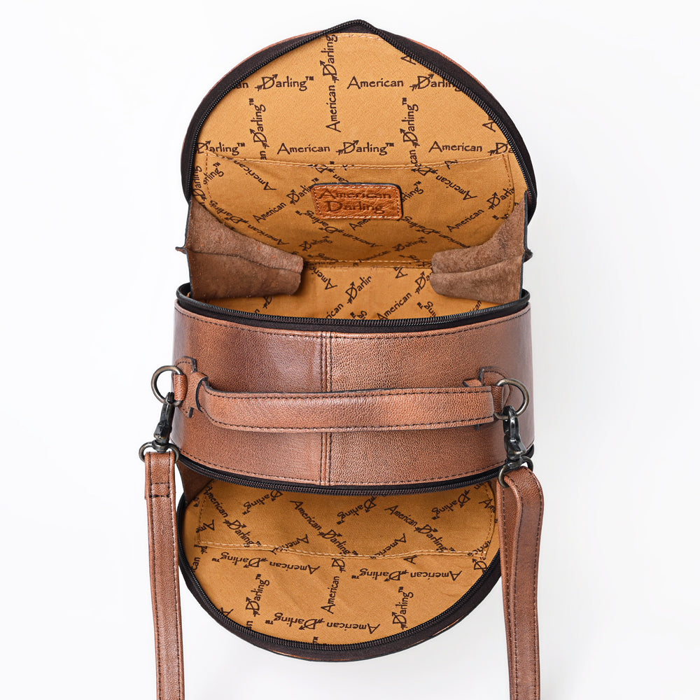 American Darling Western Canteen Bag Hand Tooled Genuine Leather Crossbody