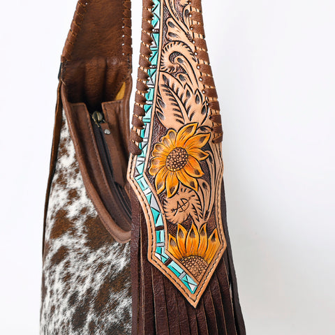 American Darling Western Hobo Bag Hair-On Cowhide & Tooled Leather Shoulder Purse