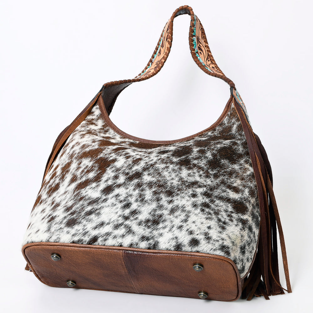 LC-ADBG803 Annie Western Hobo Bag Hair-On Cowhide & Tooled Leather Shoulder Purse