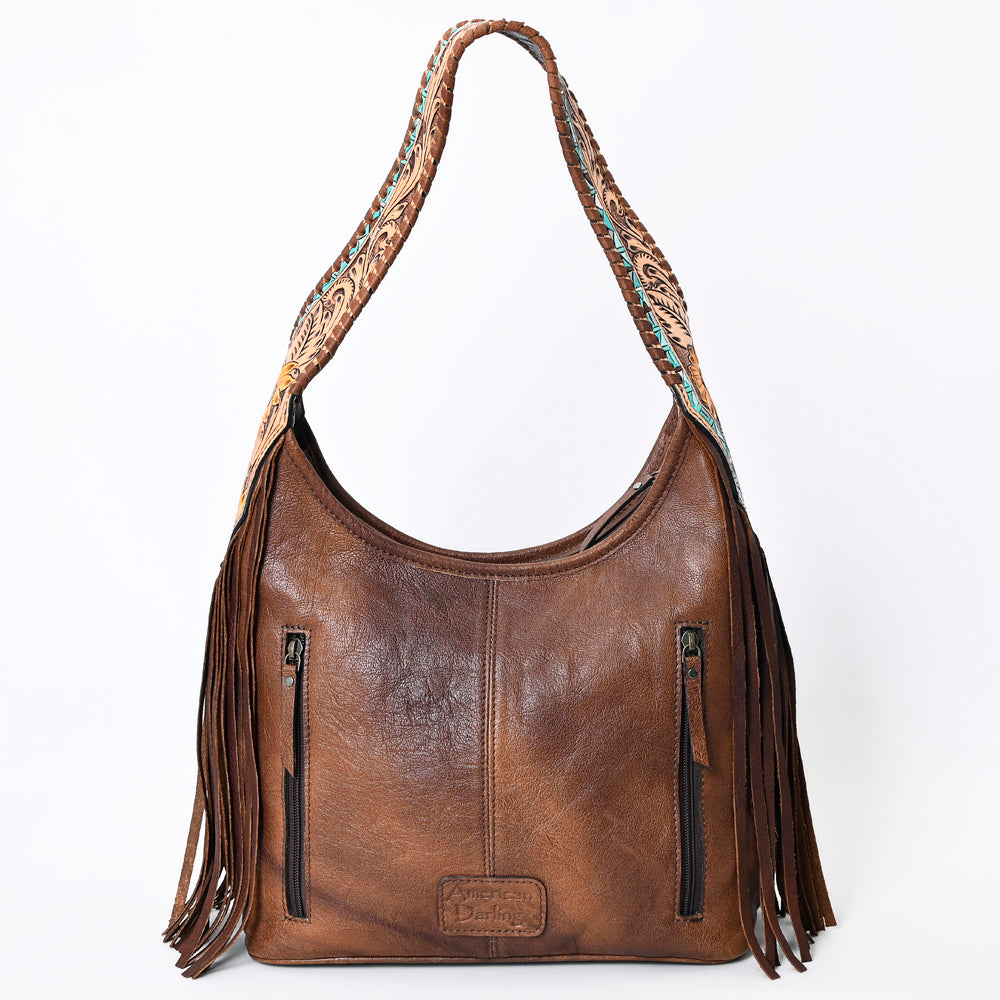 LC-ADBG803 Annie Western Hobo Bag Hair-On Cowhide & Tooled Leather Shoulder Purse