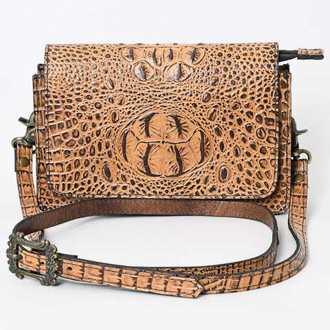 American Darling Western Crossbody Bag Crocodile Embossed Genuine Leather