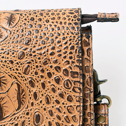 American Darling Western Crossbody Bag Crocodile Embossed Genuine Leather