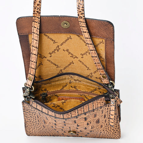 American Darling Western Crossbody Bag Crocodile Embossed Genuine Leather
