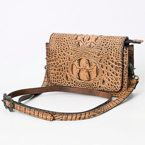 American Darling Western Crossbody Bag Crocodile Embossed Genuine Leather