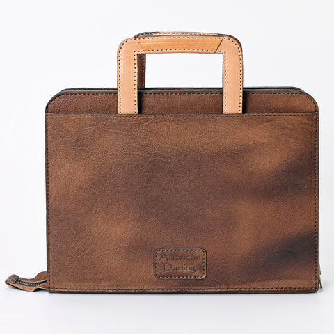 ADBG1194 American Darling Western Hand Tooled Leather Briefcase Bag Genuine Leather