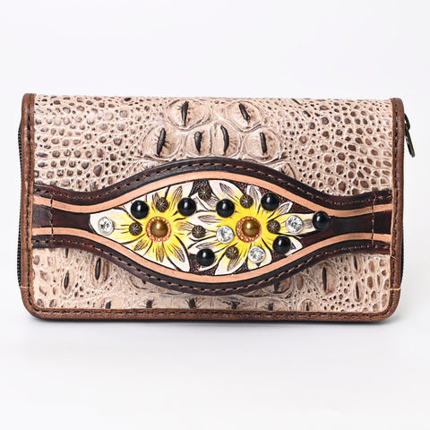 American Darling Western Organizer Bag Crocodile Embossed Hand Tooled Leather