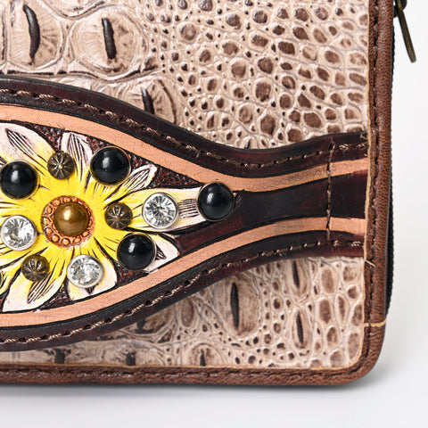 American Darling Western Organizer Bag Crocodile Embossed Hand Tooled Leather