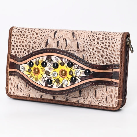 American Darling Western Organizer Bag Crocodile Embossed Hand Tooled Leather
