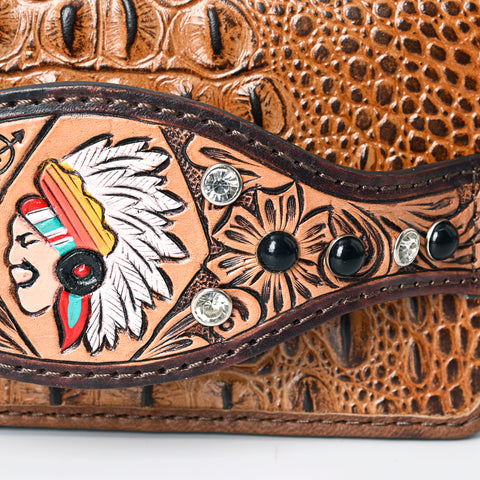 American Darling Western Organizer Bag Crocodile Embossed Hand Tooled Leather