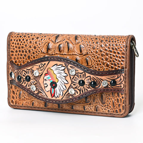 American Darling Western Organizer Bag Crocodile Embossed Hand Tooled Leather