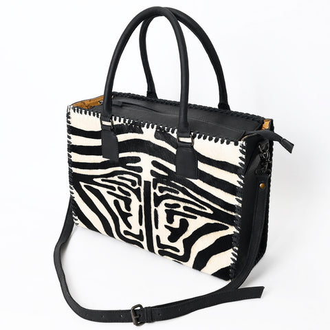 American Darling Western Tote Bag - Handcrafted Hair-On Cowhide & Braided Leather